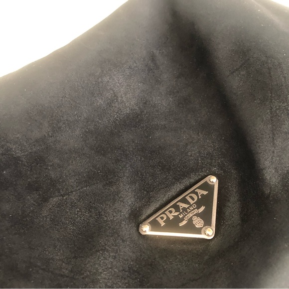 Prada Black Suede Shoulder Purse with Chrome Chain - Picture 4 of 13